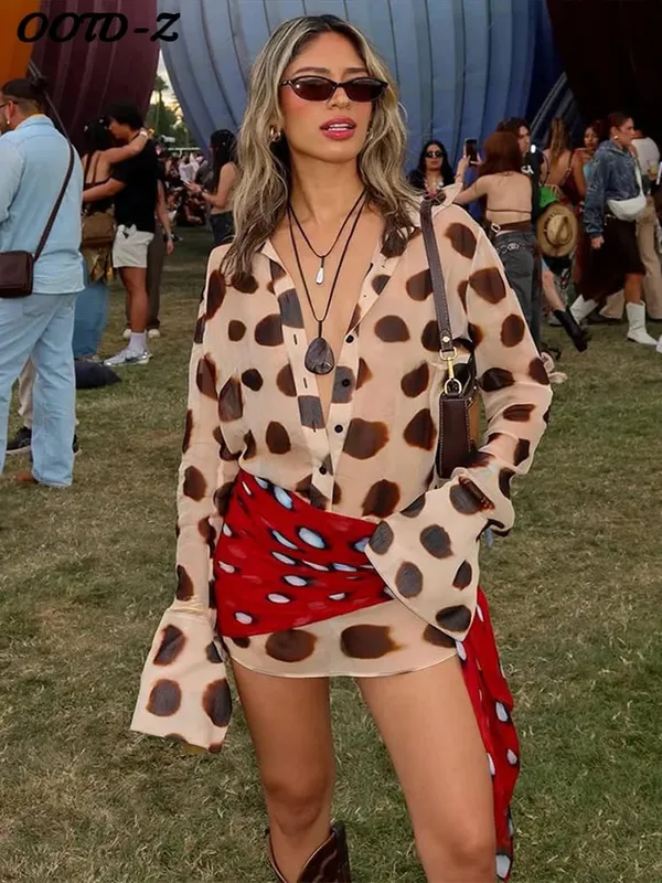 Casual Printed Shirt Mini Dress Women Full Sleeve Turn-down Collar Single Breasted Short Dresses Female 2026 Summer Lady Robe