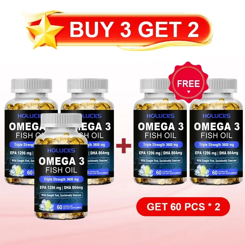 Omega-3 Fish Oil Capsules with EPA & DHA Supports Energy Skin Care Heart Joints Brain Nervous System Health & Antioxidant