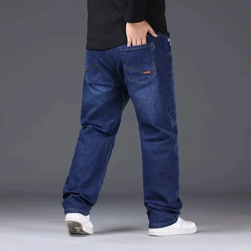 Mens Large Size Black Jeans 10XL Oversize High Waist Loose Trousers Husband Plus Size Loose Denim Trousers Blue Male Denim Pants — image 6