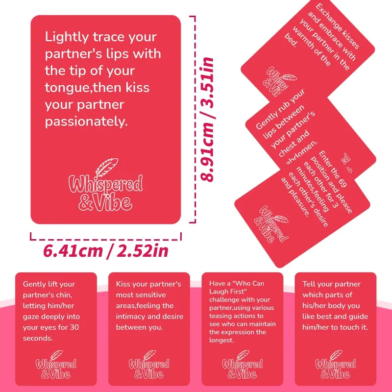 Whispered & Vibe Couple Reconnection Cards 9*6.7cm- 50 Romantic Foreplay Challenges & Intimacy Building Games for Adults