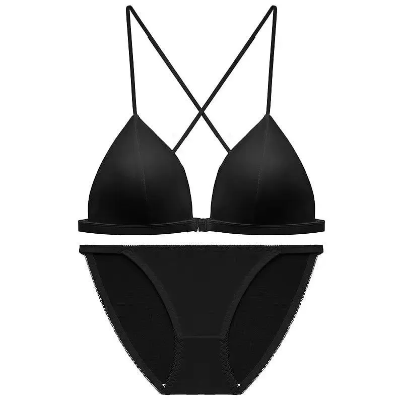 French Style Front Fastening Bra Thin Strap Triangle Cup Leopard Print Sensual Back Design Lightweight Small Bust BANERDANNI