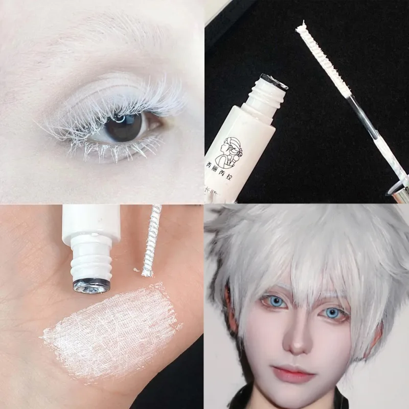 3D Lengthening White Lash Mascara Waterproof Multifunctional White Eyebrow Dye Cream Cosplay Stage Party Eye Makeup Tools