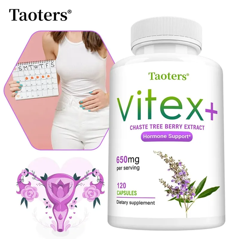 Organic Vitex Chaste Tree Berry Extract Capsules - 650mg Hormone Balance for Women Menopause/PMS Support Mood & Skin Health