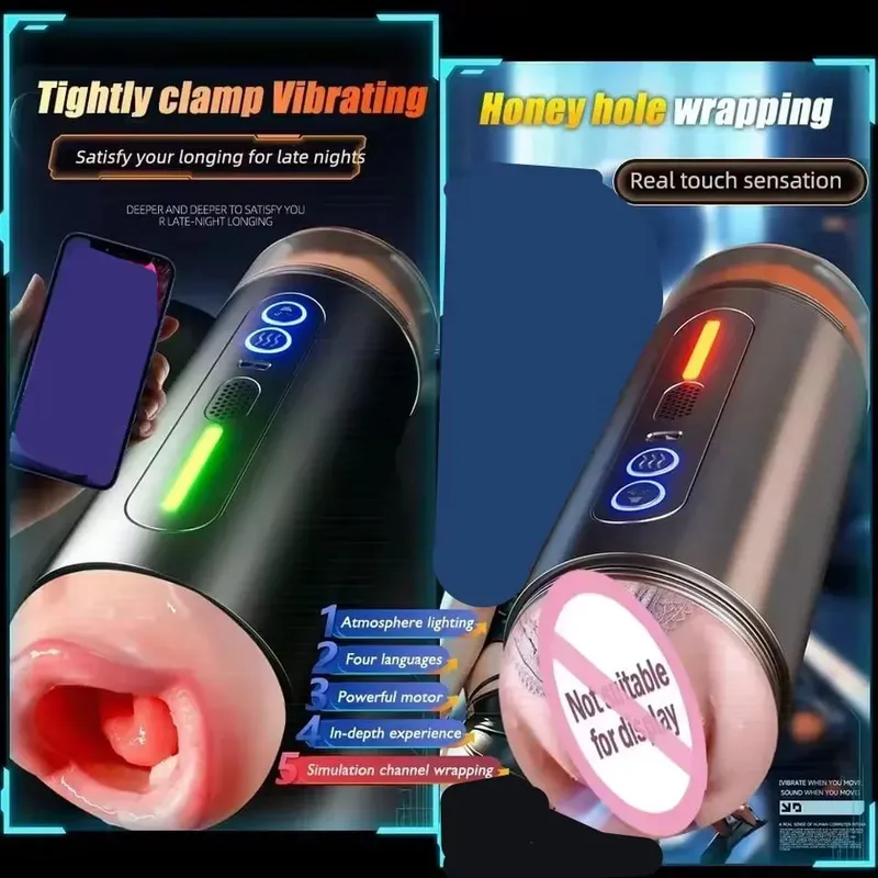 Blowjob Pocket Pussy Automatic Male Masturbator Mouth Vagina Double-Head Penetration Channel Vibrating Moaning Sex Toys for Men