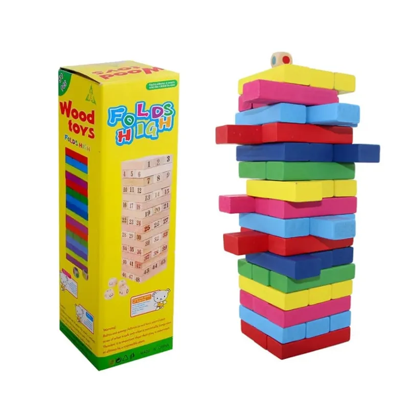 Hot Colorful Building Block Balance Game Toy Swooden Dominoes for Family Gatherings Children's and Adult Toys Stacked Toys