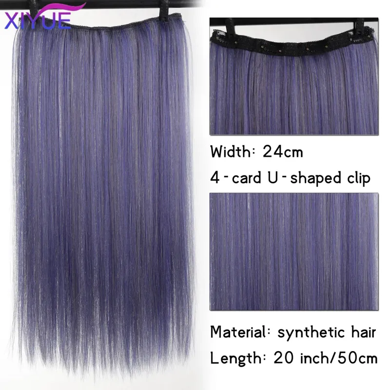 20 Zoll lange synthetische gerade Clip-in-Haarverlängerungen für Frauen – lebendige Farben, synthetische Fasern, einfach zu verwenden