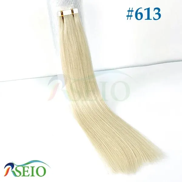 High Quality Tape in Human Hair Extensions Straight Hair Seamless Invisible 14"-22" 100% Real Natural Hair End Thicken