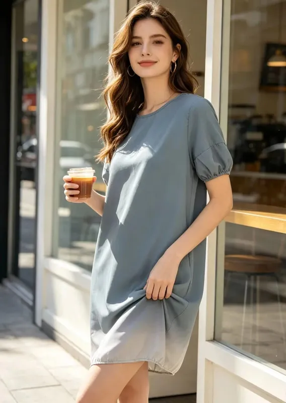 2026 Europe and America's New Large-sized Women's Clothing New Casual Gradient Dress