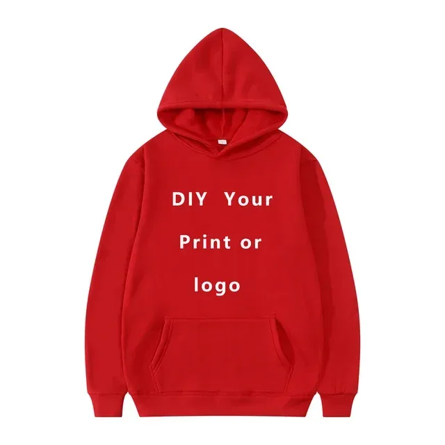 Hoodie DIY Teks Cetak Kustom Kasual Pria Wanita 2024 Logo Kustom Hoody Pribadi Hoodie Kustom Kaus Logo Teks