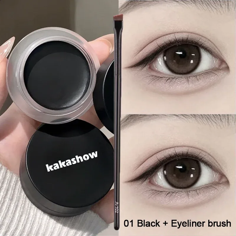 Matte Black Eyeliner Cream Waterproof Big Eyes Beauty Cosmetic Long Lasting Smooth Brown Eyeliner Gel Eyeshadow Eye Liner Makeup