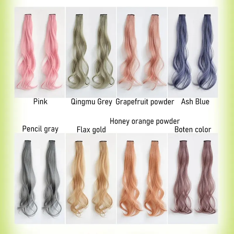 Sintetikong 2 Piraso/Set 50cm May Kulay na Curly na Mga Extension ng Buhok na Water Wave Pink/Blue/Purple Halloween/Christmas Wig