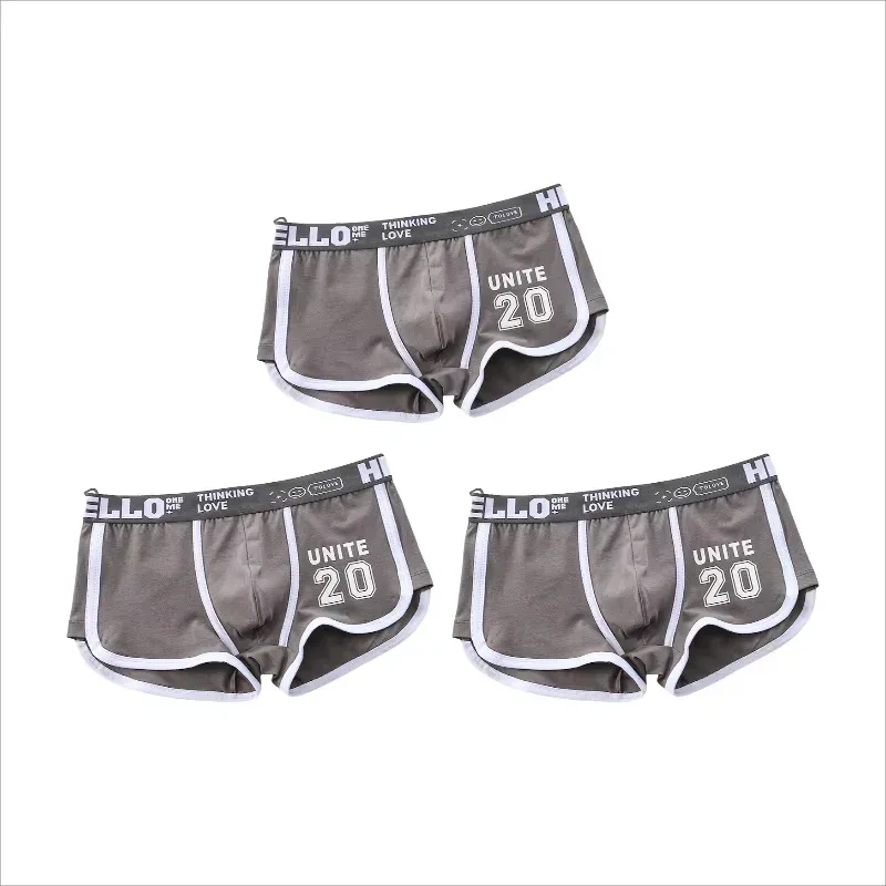 1/3pc roupa interior masculina esportes boxer shorts de algodão oversized cor sólida juventude moda esportes calcinha masculina confortável respirável