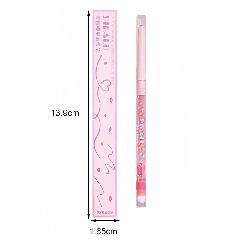2 Color Matte Lipliner Pencil Nude Lip Liner with Lip Brush Waterproof Natural Peach Pink Lipstick Pencil Contour Lips Makeup