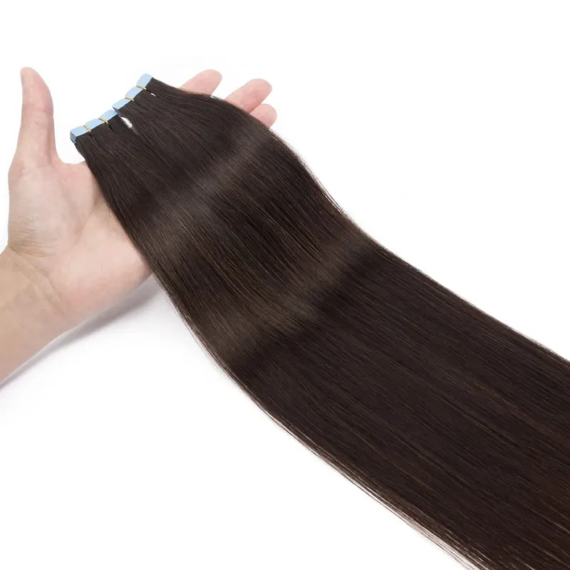 Mini Tape In Human Hair Extensions Skin Weft Machine Remy Natural Tape In Extensions 10pcs For Side Hair Tape On 12-24 Inch