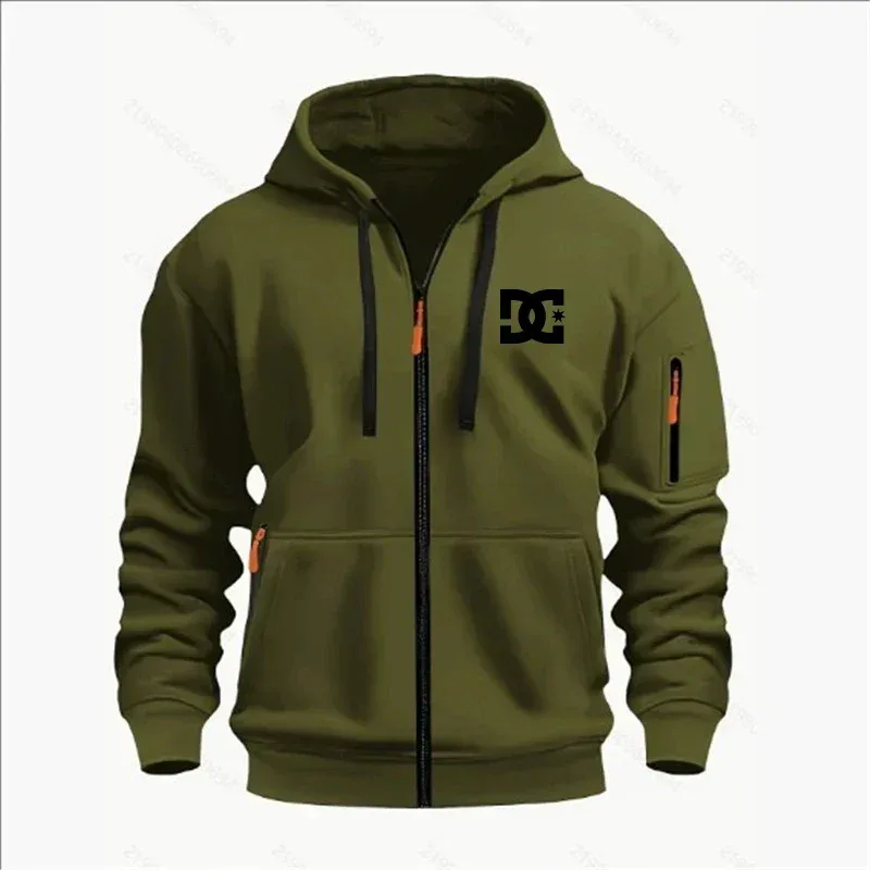 Spring and Autumn Men's Casual Sports Hoodie Fashionable Arm Pocket Drawstring Hoodie Men's Loose Long-sleeved Shirt Pullover