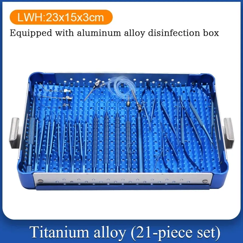 21 Pieces/set of Ophthalmic Cataract Surgical Instruments Set Stainless Steel Titanium Alloy Ophthalmic Precision Surgical Tools