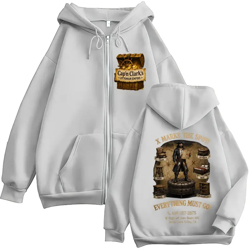 Movie Backrooms Cap'n Clark's Ottoman Empire Pirate Zipper Hoodies Men's Clothing Casual Long Sleeves Zip Up Sweatshirts Jackets