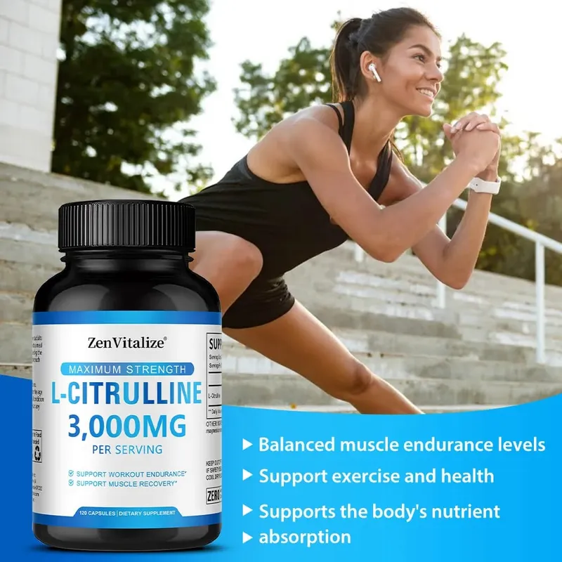 L Citrulline 3000mg Supplement Capsules for Men & Women - Muscle Recovery & Workout Endurance - Vegan Non-GMO