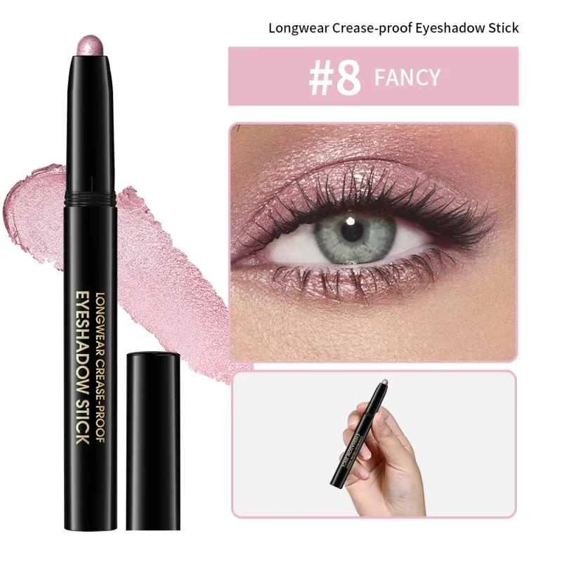 10colors Eyeshadow Stick Matte & Shimmer Shades Waterproof Smudge-proof Glitter Eyeshadow Pencil Stick Lasting Smooth Eye Makeup