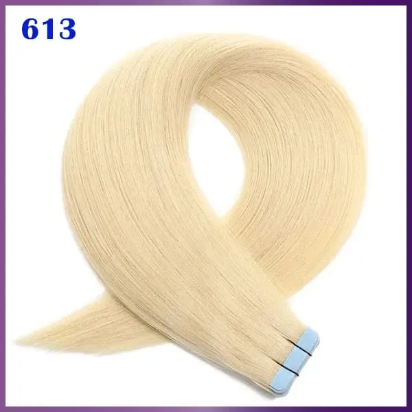 Tape In Hair Extensions 100% Really Human Hair Remy 16"-24"Inch Brown Blond 613 Straight PU Skin Weft Tape Ins For Salon