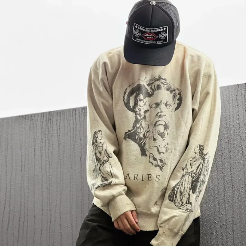 Saint Hoodies Classic Terry Material O-Neck High Quality Men Women Washing Retro Long Sleeve Cotton Coat Arrival Oversize Loose