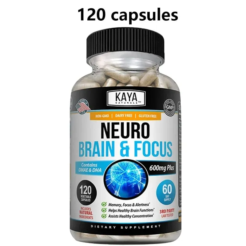 Nootropic Brain Booster Capsules - Vitamins Memory Concentration Clarity & Cognitive Performance Support Stress Relief