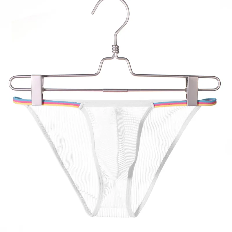 Men's Low Waist Briefs Sheer Striped Design Soft Comfortable Breathable Quick Dry Underwear for Men 5 Colors Available S-XL