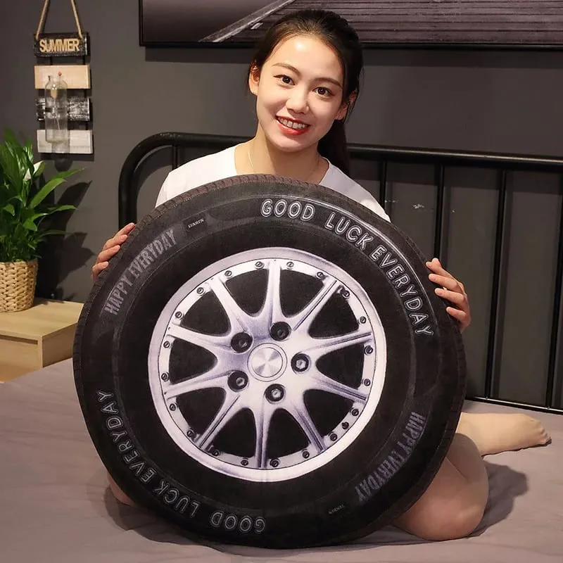 40/60CM Kawaii Cartoon Simulation Anime Car Tire Filling Plush Toy Cushion Children's Tire Handheld Doll Pillow Gift