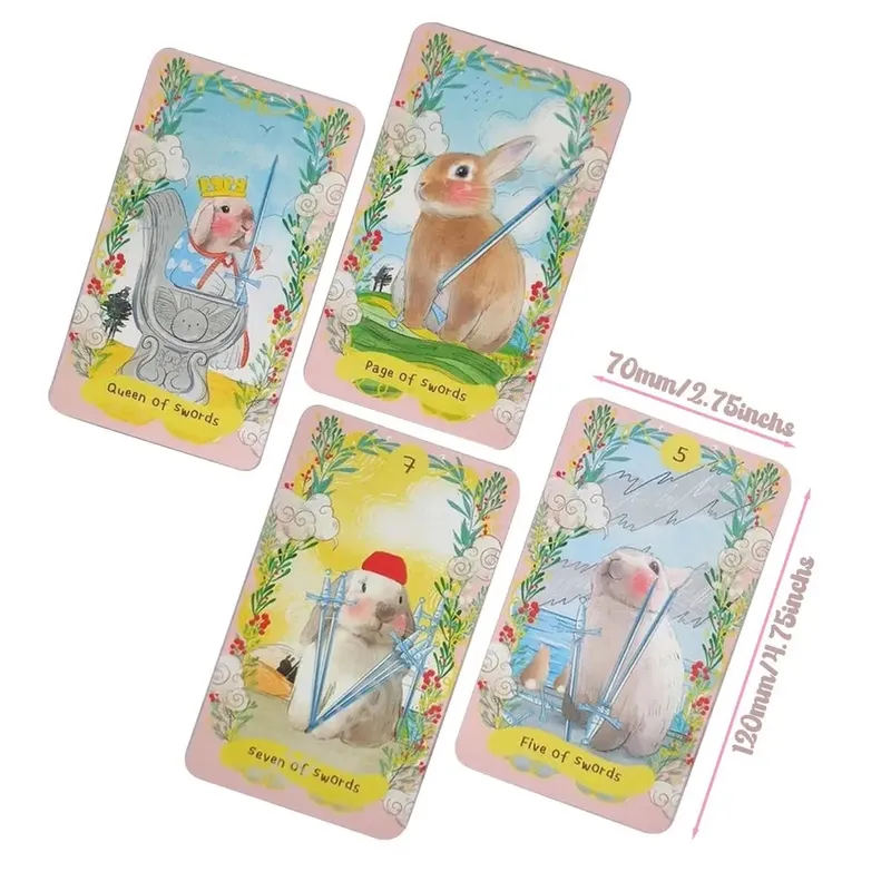 12*7cm Chubby Bunny Tarot A 78-card Deck Featuring Cute Bunnies 2.75 X 4.75'' Packaging Rigid Box