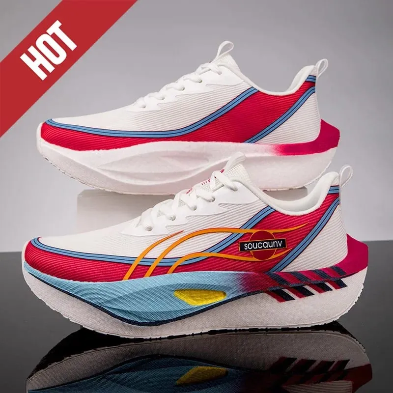 Men Women Carbon Plate Marathon Running Shoes Breathable Lightweight Non-Slip Racing Training Sports Sneakers Walking Outdoor