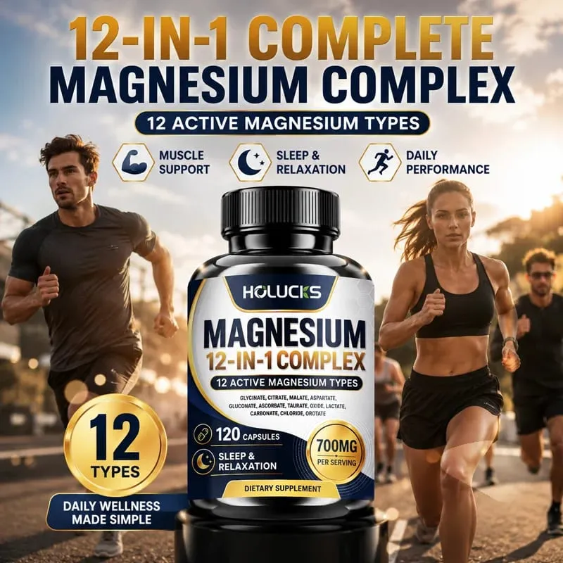 Magnesium Capsules with 1000mg Citrate Support Relaxation Relieve Fatigue Cardiac Health Daily Vitality for Men & Women