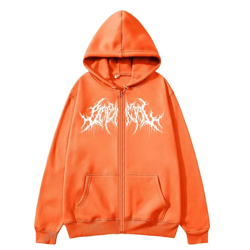 Y2K Zip-Up Hoodie Men Clothes with Graphic Prints Hip Hop Style Gothic 2026 Autumn Winter Keep Warm Long Sleeves Sweatshirt