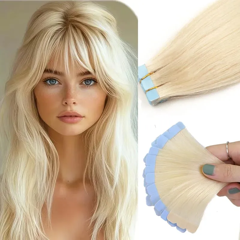 Women's Human Hair Extensions Tape-In Hairpieces No Glue Needed Double Weft Tape Tape-Ins with Natural Volume & Length