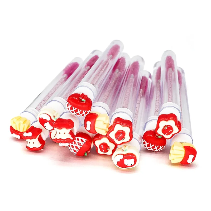 10/50PCS Random Style Tube Mascara Brush Women Mascara Brushes Tube Brush Red Cat Apple Eyelash Brush Eyelash Tools
