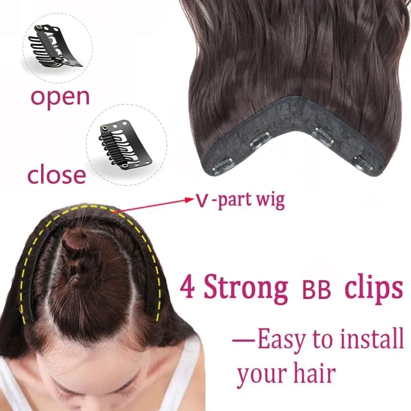 20Inch Synthetic Long Curly Wavy Hair Extension Fluffy Increase Volume Extension Hairpiece for Women Daily Use
