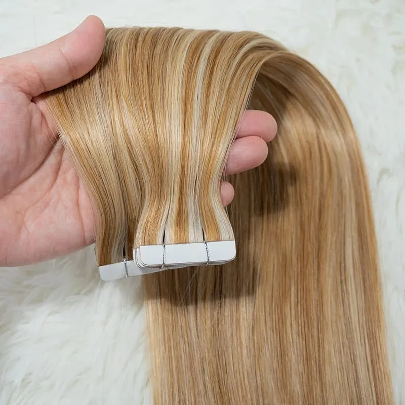 Luckinghair Wholesale 100% Virgin Double Drawn Straight Invisible Human Hair Tape in Extensions Wave Style