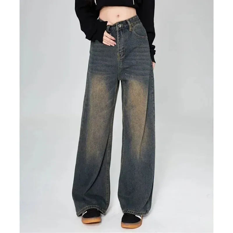 Summer Men Baggy Jeans Unisex Vintage American Style Straight Wide Leg Denim Pants Fashion Brand Hot Sale Casual Trousers