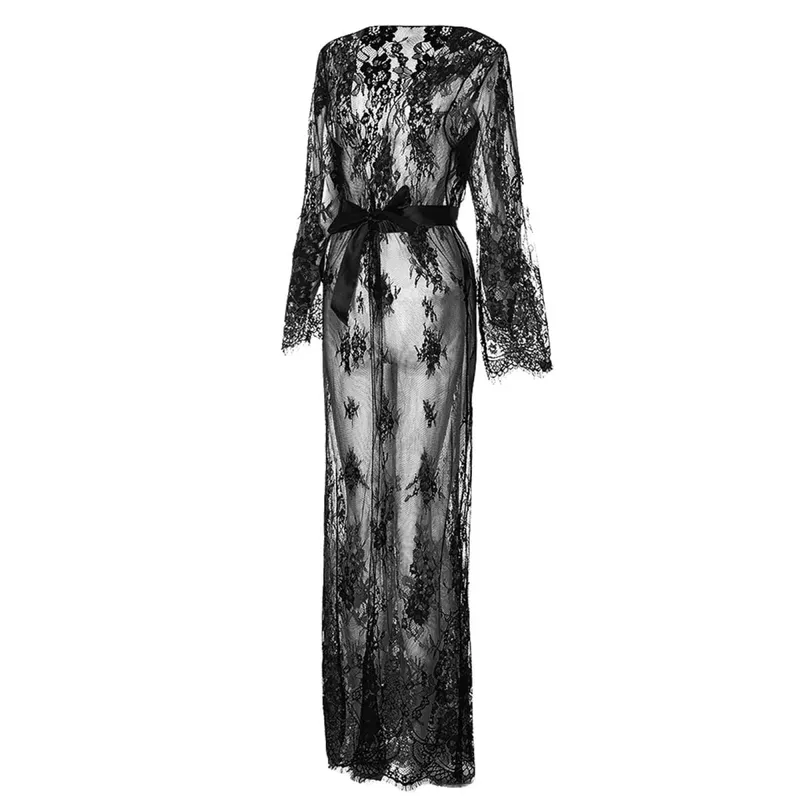 Women'S Sexy Seductive Simple Long Sleeved Lace Long Skirt Sexy Jumpsuit Sexy Lingerie For Fine Women 속옷도착증