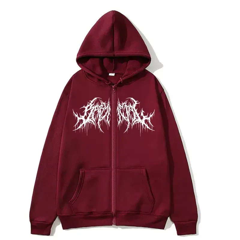 Y2K Zip-Up Hoodie Men Clothes with Graphic Prints Hip Hop Style Gothic 2025 Autumn Winter Keep Warm Long Sleeves Sweatshirt — image 8