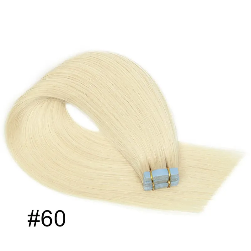 Women Tape Hair Extensions 100% Natural Human Hair Extension Tape In Blonde Natural Straight Hair Skin Weft Real Hair