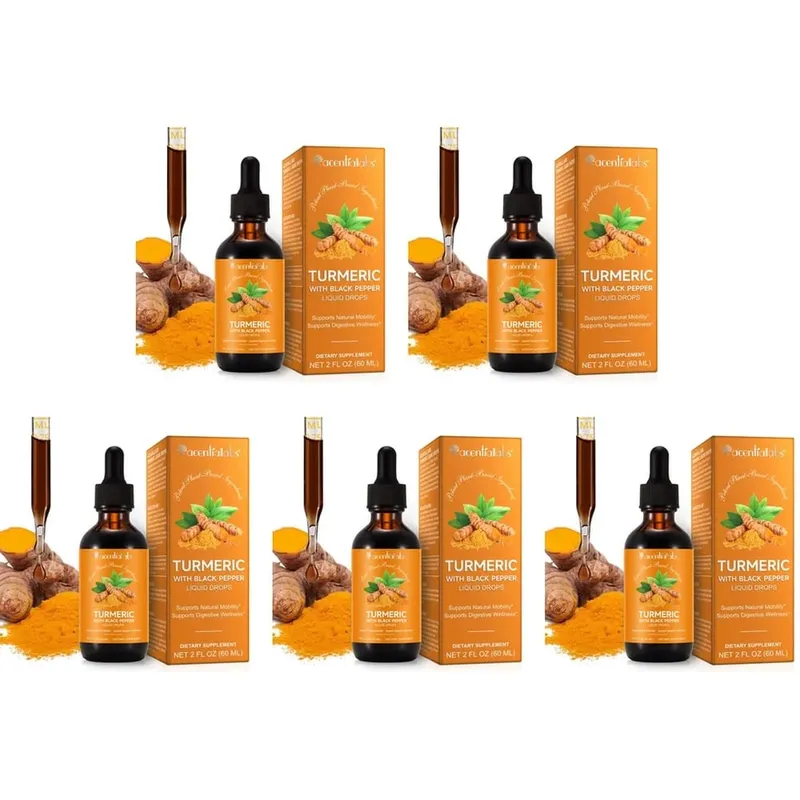 Acentialabs Turmeric with Black Pepper Liquid Drops for Natural Inflammatory Response Support 1340 Mg Turmeric Extract 60 ML