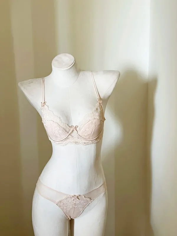 Franse stijl dames minimizer bh sexy lingerieset grote borstondersteuning halve cup zachte beugel anti-verslapping comfort dunne bh's