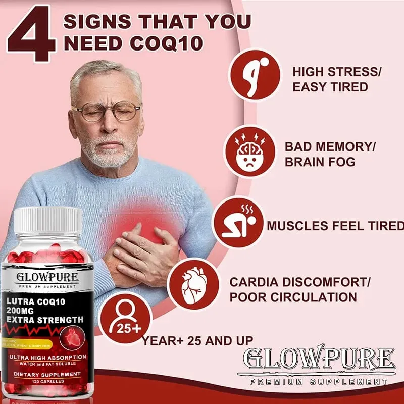 Ubiquinol CoQ10 200 mg Softgel for Heart Health and Cholesterol Support Energy Production - Super Absorption Antioxidant