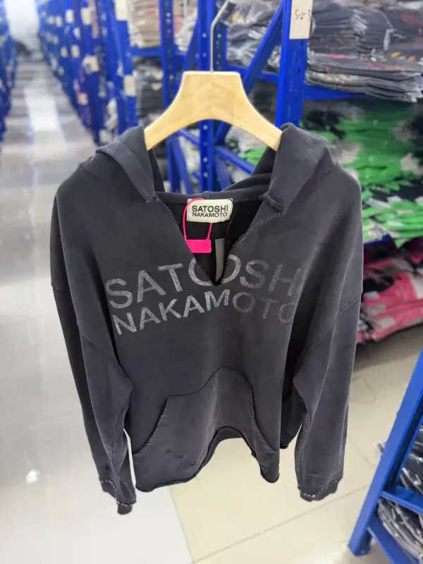 N Brand 26SS”DESTRUCTO' STUDDED WASHED“ Distressed High-Street Hip-Pop Cotton Oversized Hoodies Sweater For Men