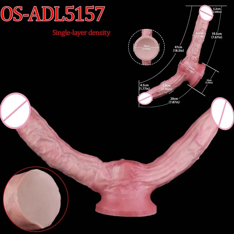 47Cm Thực Tế Dài Dương Vật Giả 2 Đầu Hậu Môn Âm Đạo Kích Thích Đồ Chơi Tình Dục Có Mút Dành Cho Các Cặp Đôi Đồng Tính Nữ Người Đồng Tính Nam trưởng Thành Dụng Cụ