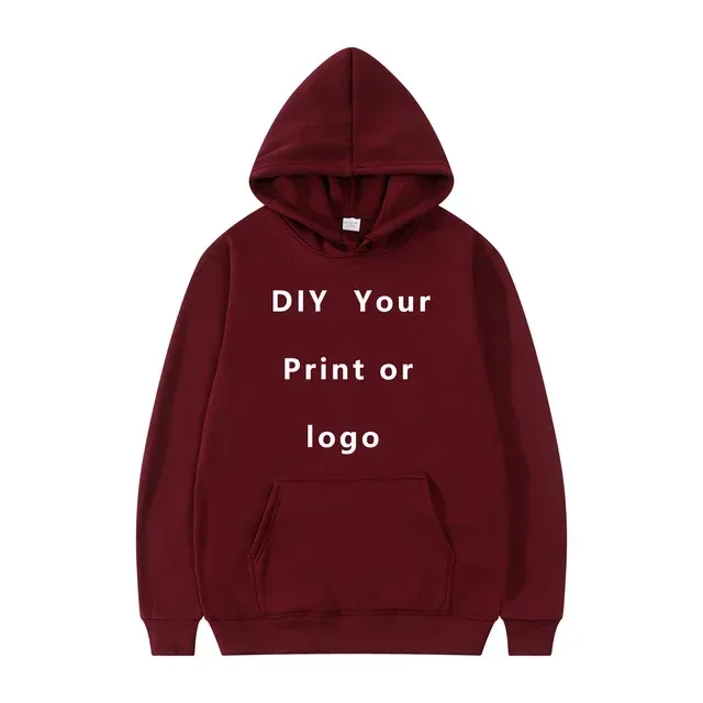 Hoodie DIY Teks Cetak Kustom Kasual Pria Wanita 2024 Logo Kustom Hoody Pribadi Hoodie Kustom Kaus Logo Teks