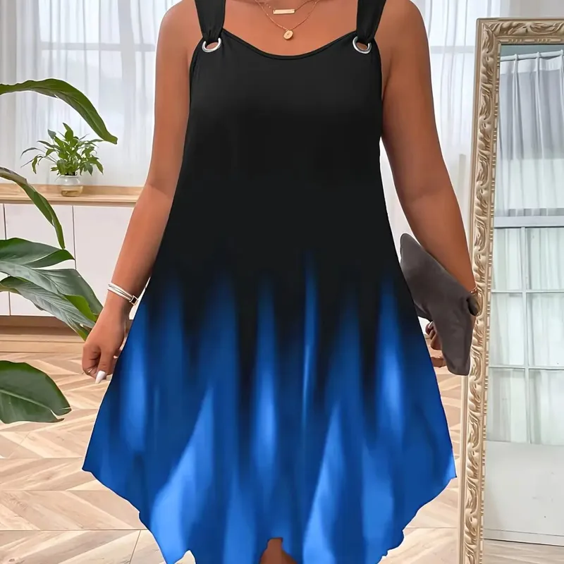Chic Plus Size Women's Sundress with Stylish Strap Design for Effortless Summer Elegance