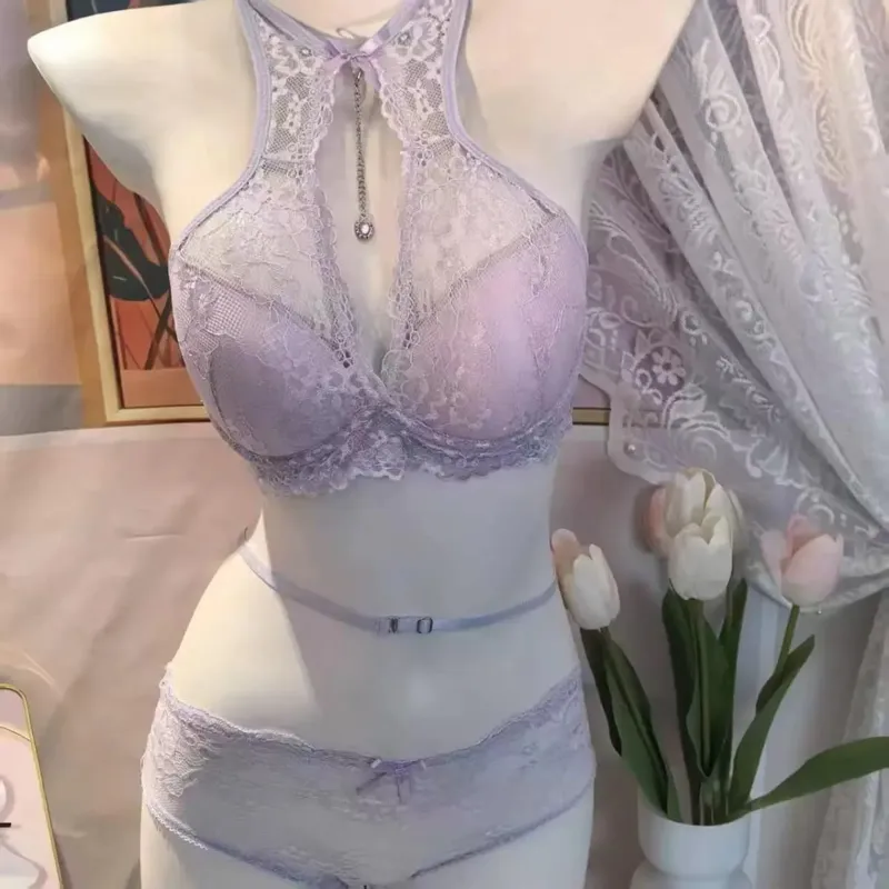 Lencería francesa elegante para mujer, Bralette de encaje inalámbrico con busto pequeño, efecto Push Up, sin aros, tirantes finos, comodidad para el día a día