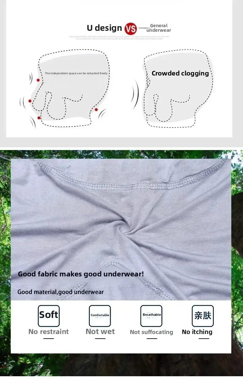 Men's Magnetic Closure Milk Silk Boxer Briefs Anti-Slip Quick-Dry Ultra Soft Breathable Underwear Boxer Shorts