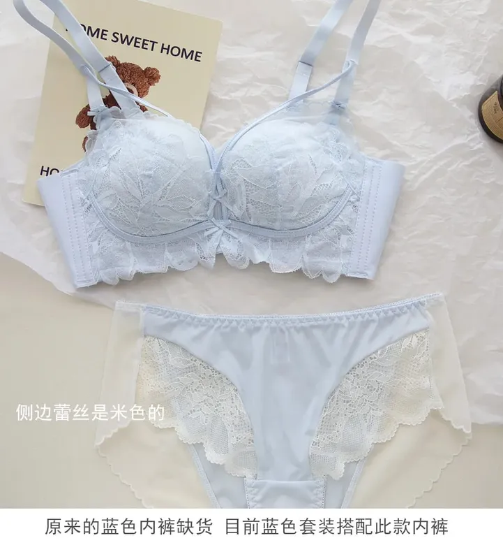 Ladies French Garden Lace Bra Set MOYISU 32-38 AB Wireless Thin Cup Push Up Lift Anti Sag Seksi جنسي Daily Small Bust Lingerie